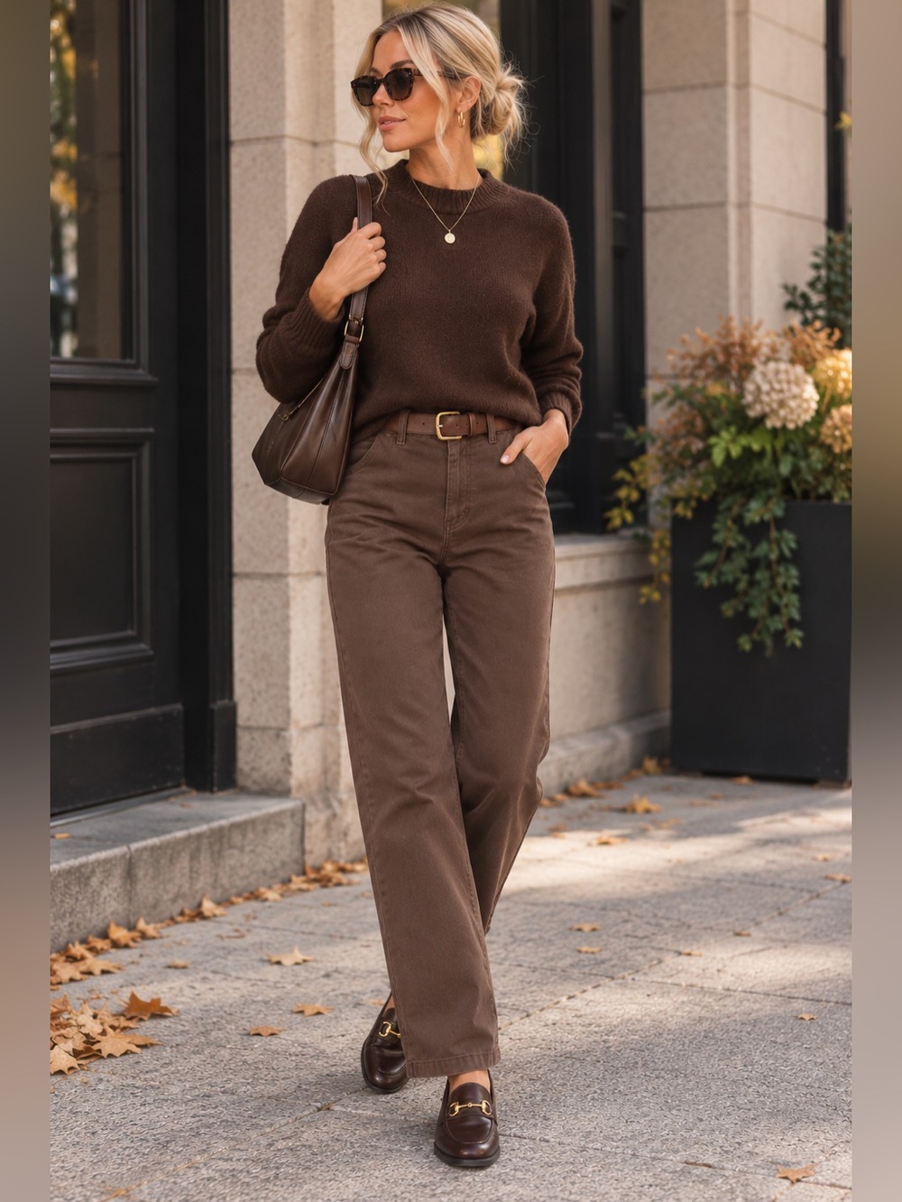 Lee Brown Straight Leg Pants Women’s High Rise 90s Y2K Minimalist Fall Staple